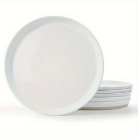 6 Pieces Dinner Plates, 10.5 inch Plate Set, Scratch Resistant, Stoneware Dinnerware, Kitchen Modern Rustic Serving Dishes, White with Speckled