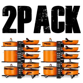 2 Pack Pot and Pan Rack, Pot Rack Organizers, Kitchen Organization & Storage Rack, Adjustable Pot Lid Holders & Pan Rack (Pack: 2 Pack)
