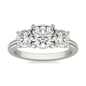 AGI Certified 2 CTW Classic Three-Stone Round Lab Grown Diamond (G-VS) Engagement Ring in 14K White Gold (size: 7)